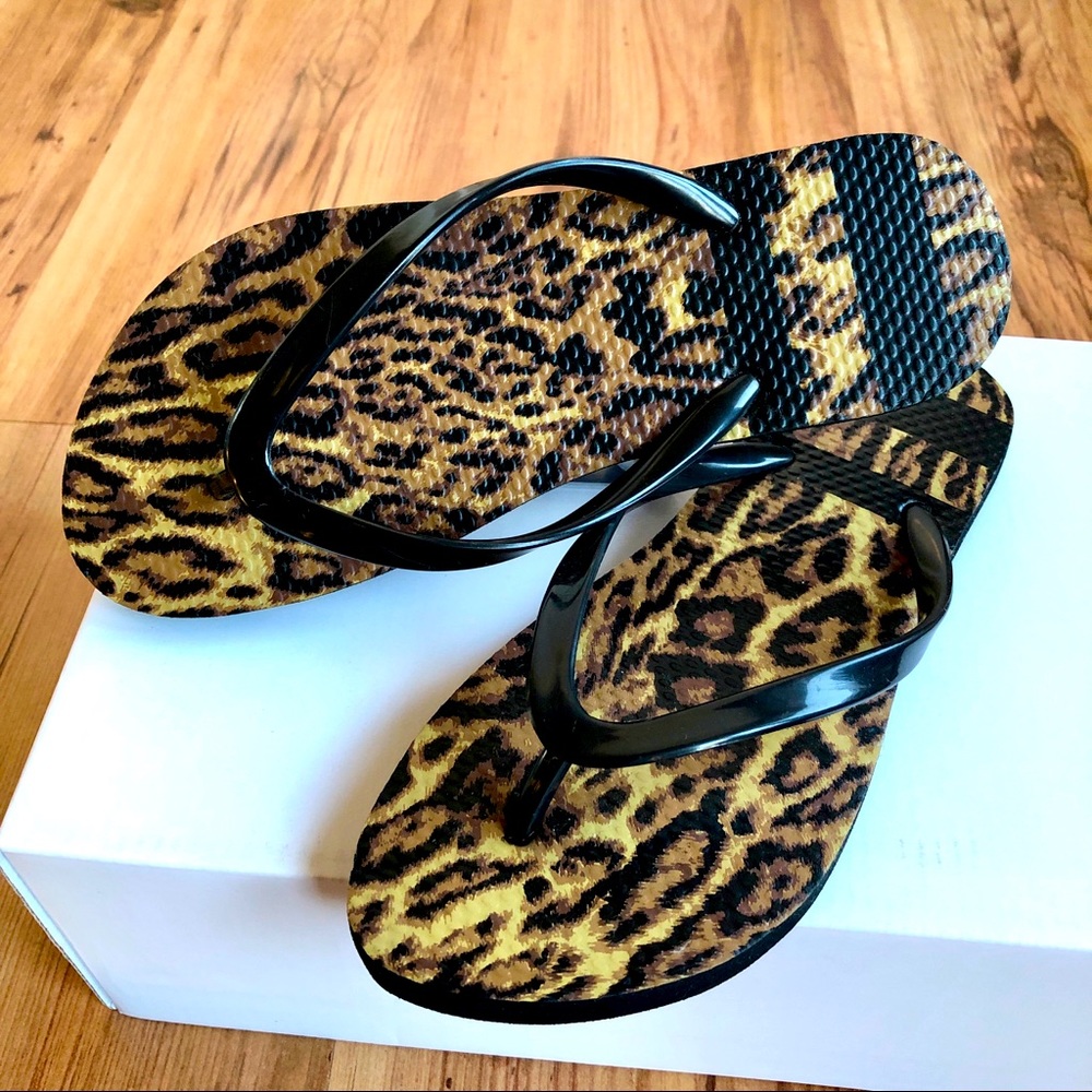 NEW Leopard Print Flip Flops Sandals Women's